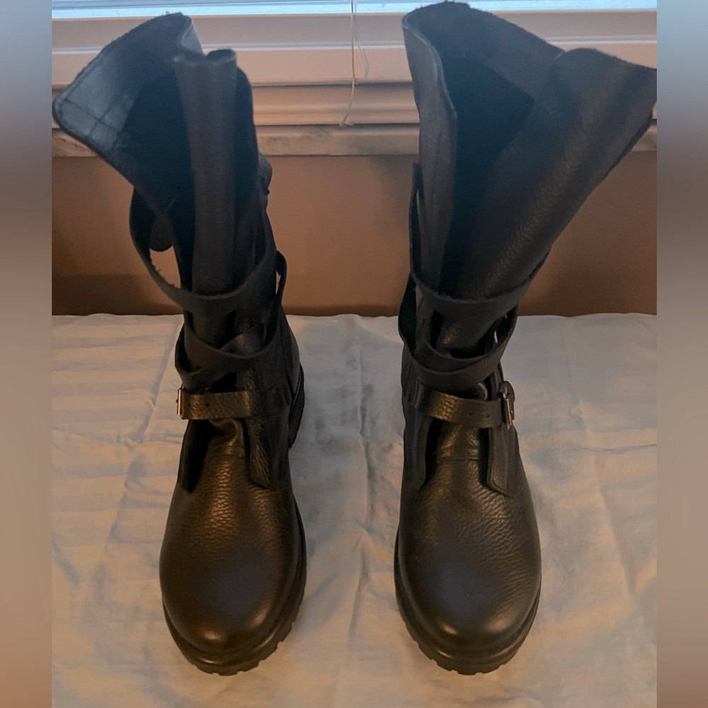 Steve Madden Trenton Black Leather Moto Boot 9.5